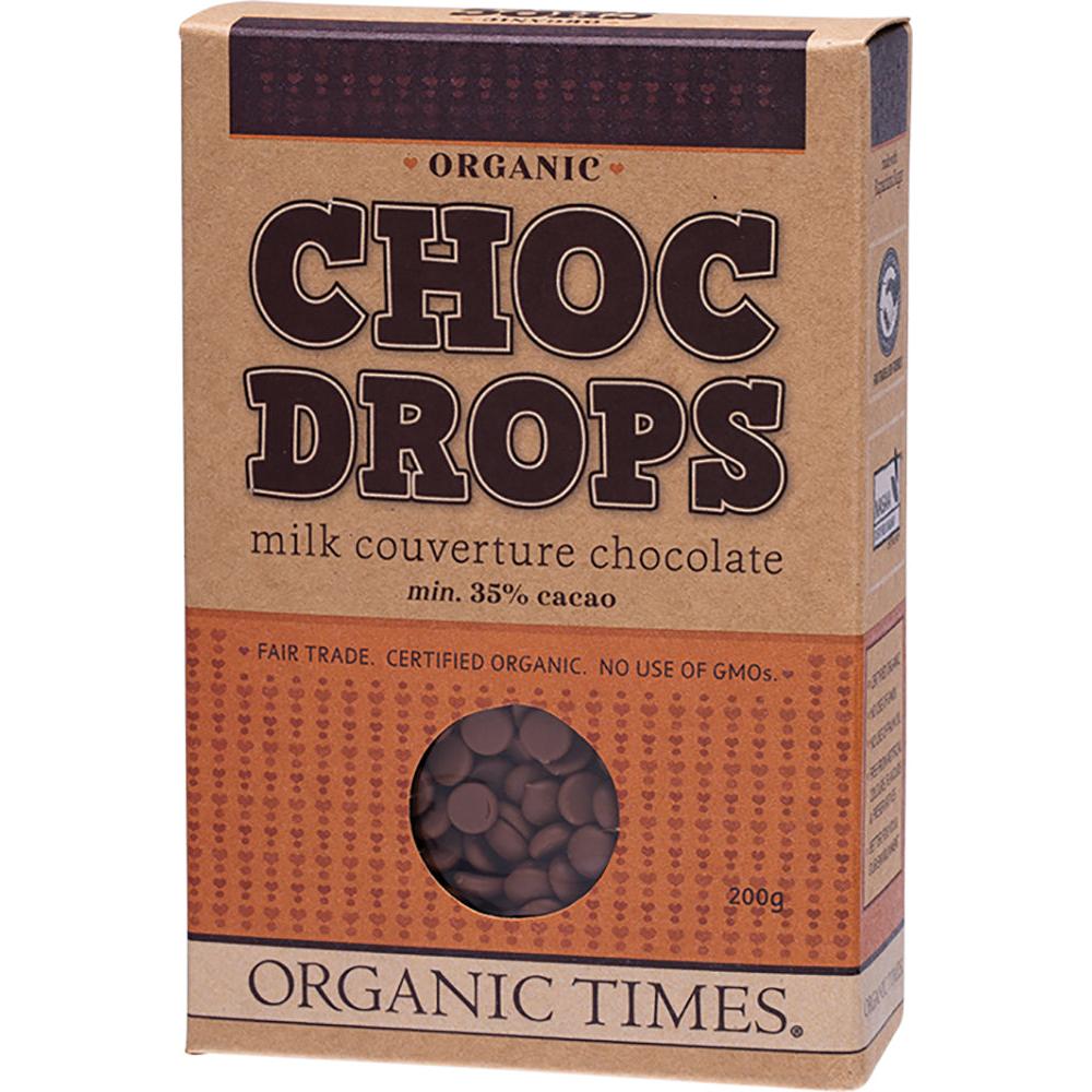 Organic Times Chocolate Drops Milk Couverture Drops 200g