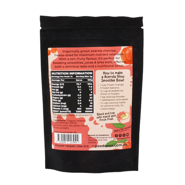 Honest to Goodness Organic Acerola Powder 70g