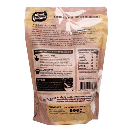 Honest to Goodness Organic 5 Grains - Wholegrain Goodness 500g