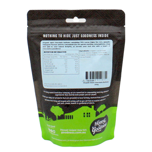 Honest to Goodness Organic Dark Chocolate Buttons 200g