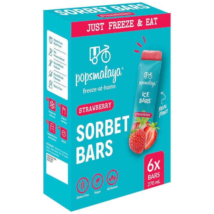 Pops Malaya Sorbet Bars Strawberry 270ml