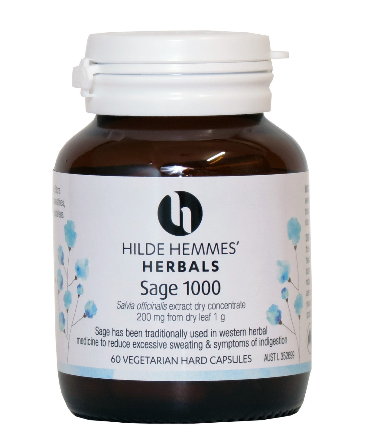 Hilde Hemmes Herbals Sage 1000mg 60 Capsules