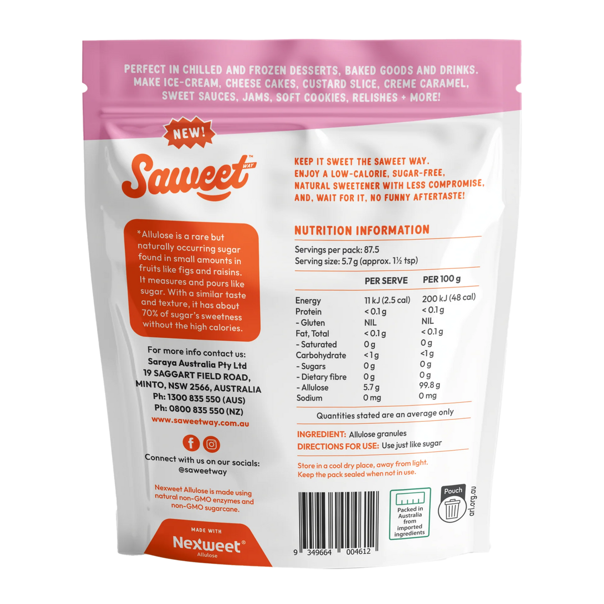 SaweetWay Allulose Sweetener 500g