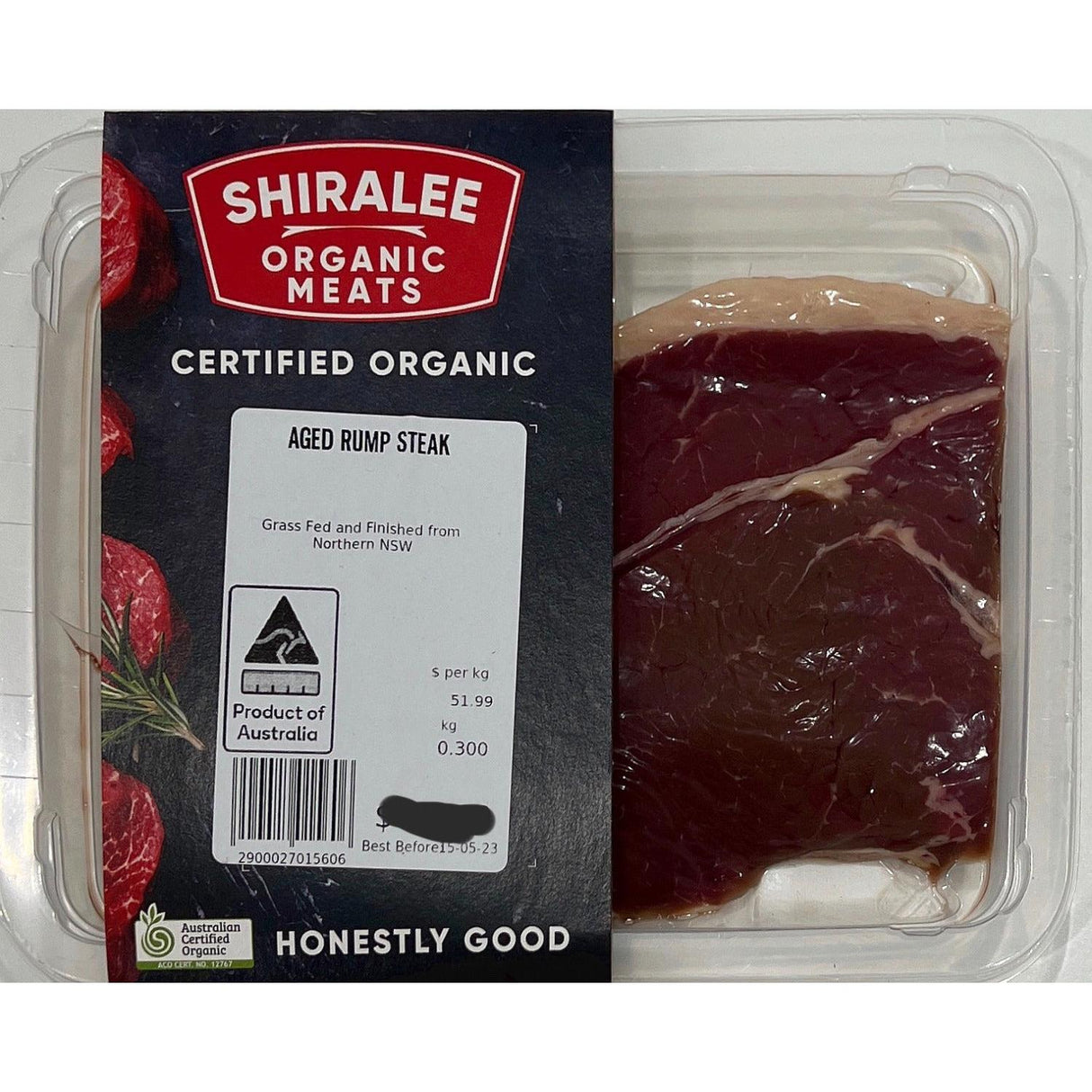 Shiralee Organic Meat Aged Rump Steak Per Kg