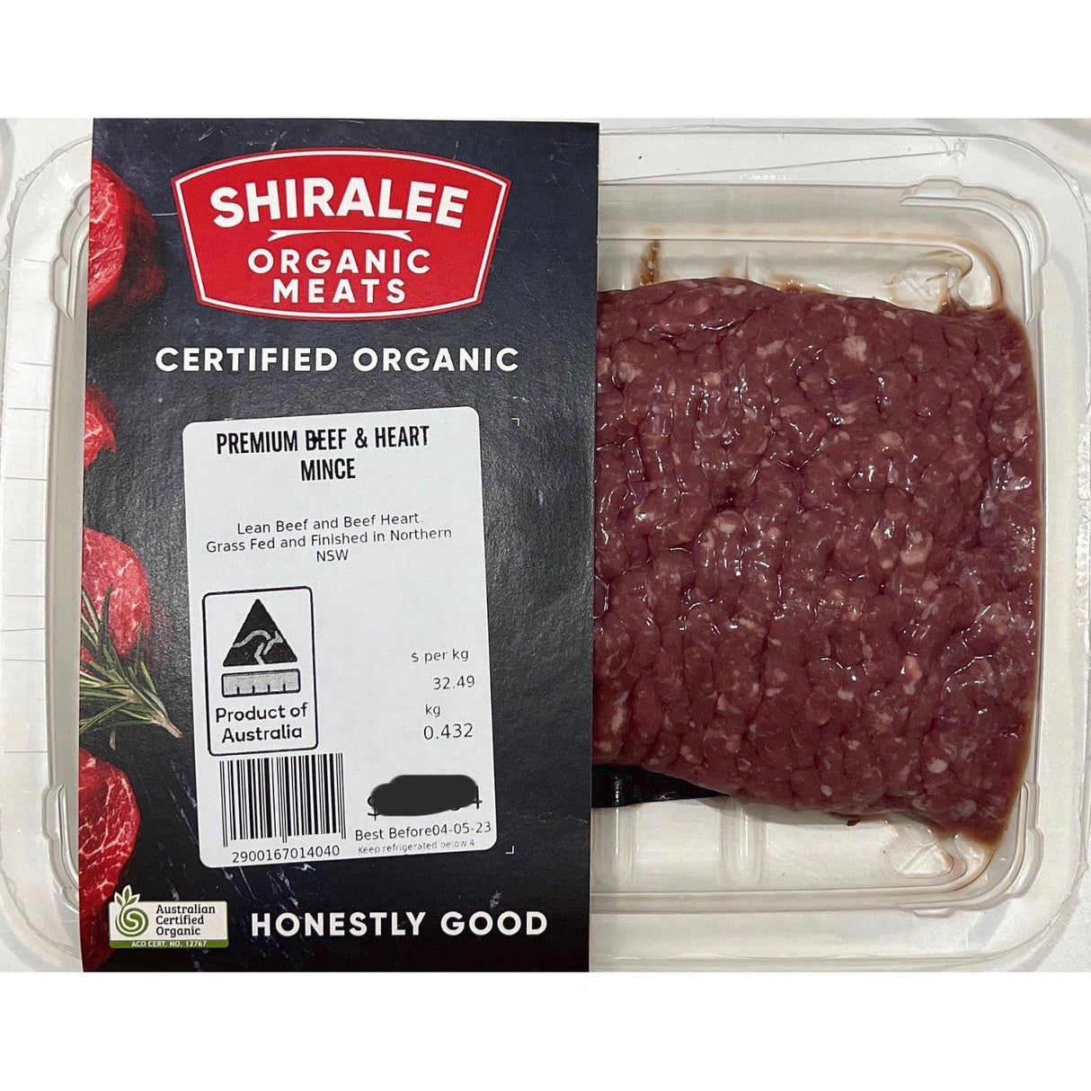 Shiralee Organic Meat Beef Heart Mince Per Kg