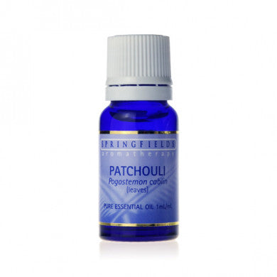 Springfields Patchouli pure essential oil in an 11ml amber bottle