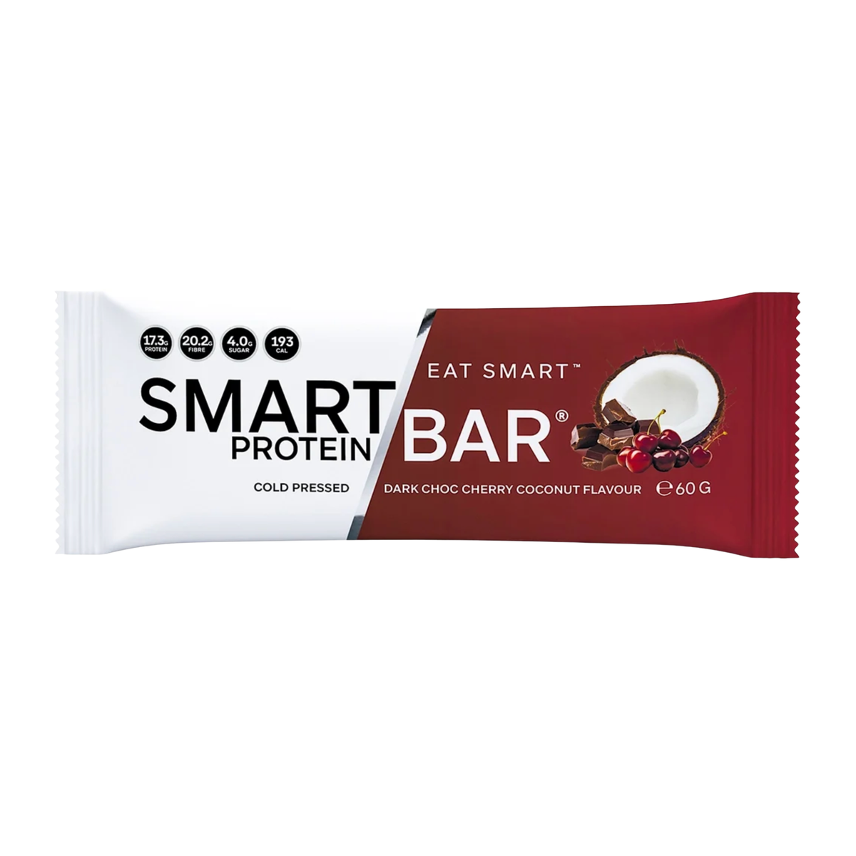 Smart Protein Bar Dark Choc Cherry Coconut Flavour Protein Bar 60g