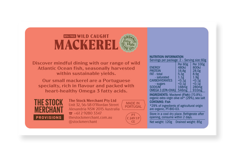 The Stock Merchant Mackerel in Extra Virgin Olive Oil 120g