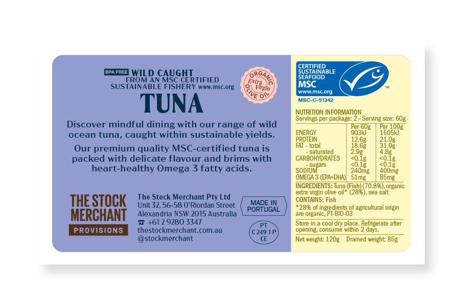 The Stock Merchant Tuna Organic Extra Virgin Olive Oil 120g