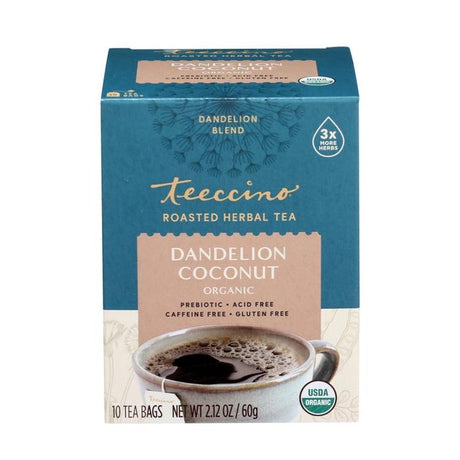 Teeccino Chicory Tea Dandelion Coconut x 10 Tea Bag