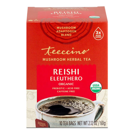 Teeccino Reishi Eleuthero Mushroom x 10 Tea Bag