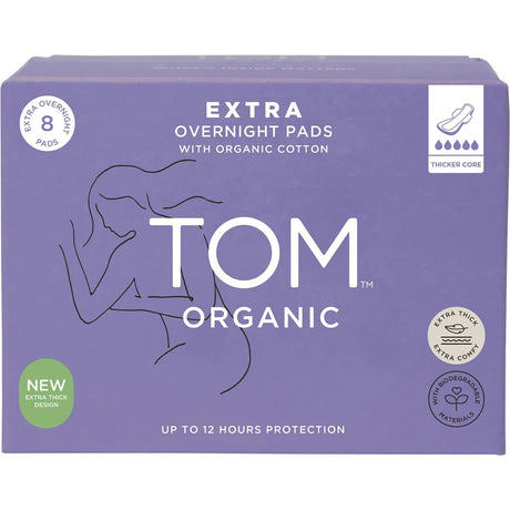 Tom Organic Extra Overnight Pads 8p