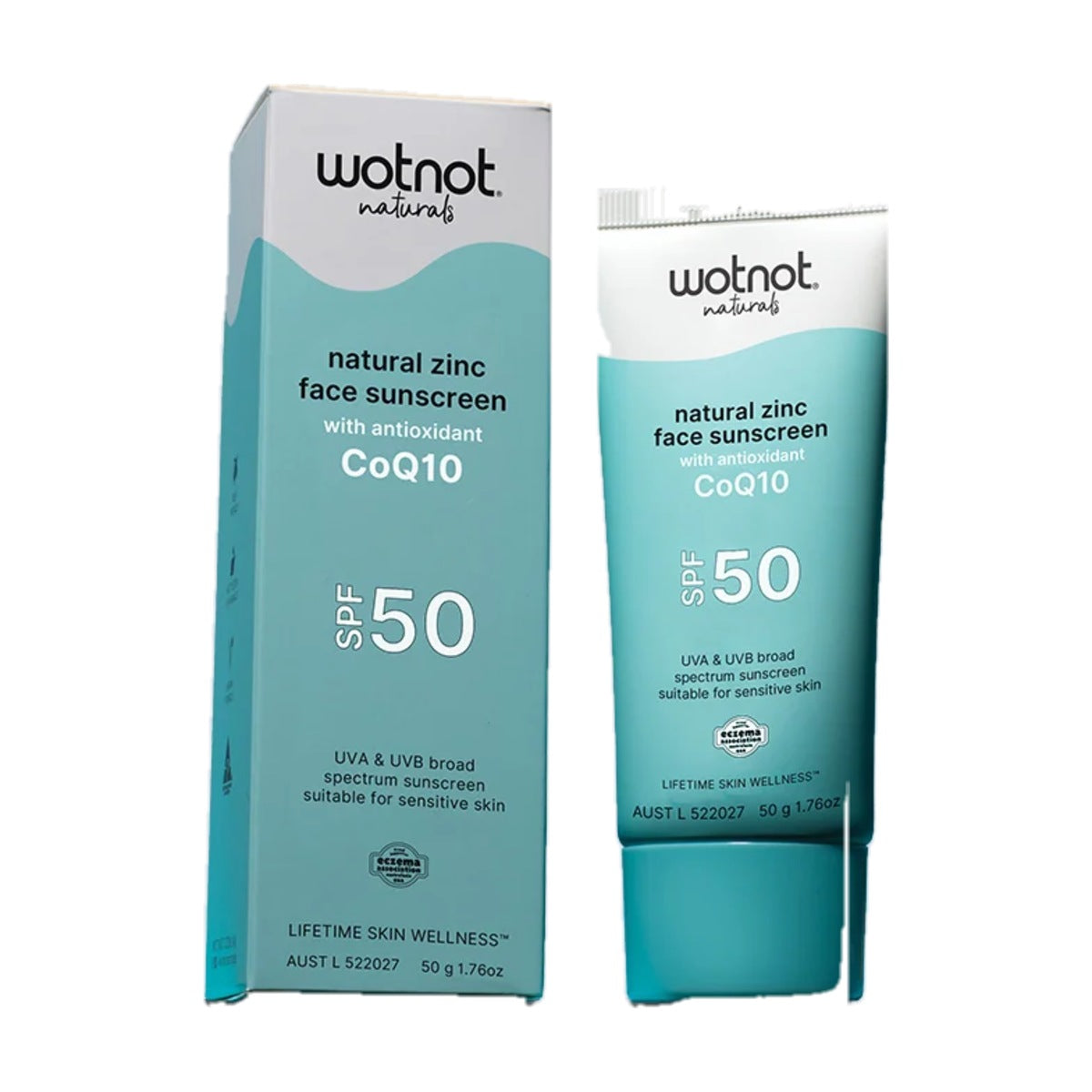 Wotnot Natural Zinc Face Sunscreen SPF 50 with CoQ10 50g
