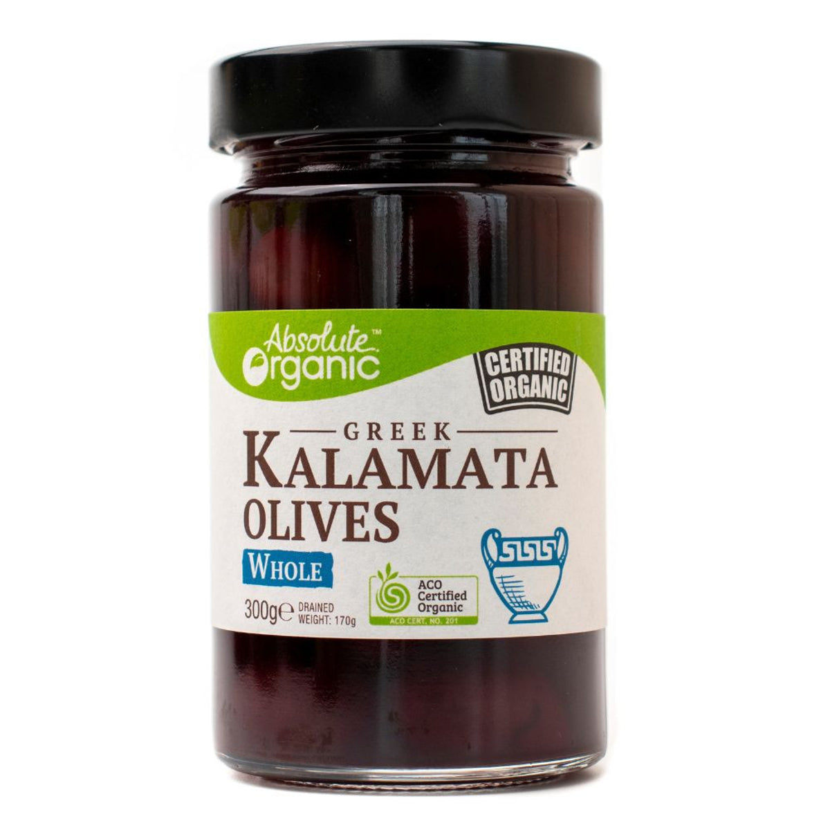Absolute Organic Greek Kalamata Olives Whole 300g