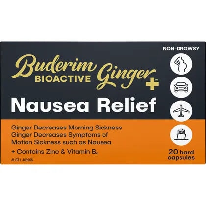Buderim Ginger BioActive Ginger+ Nausea Relief 20 Capsules