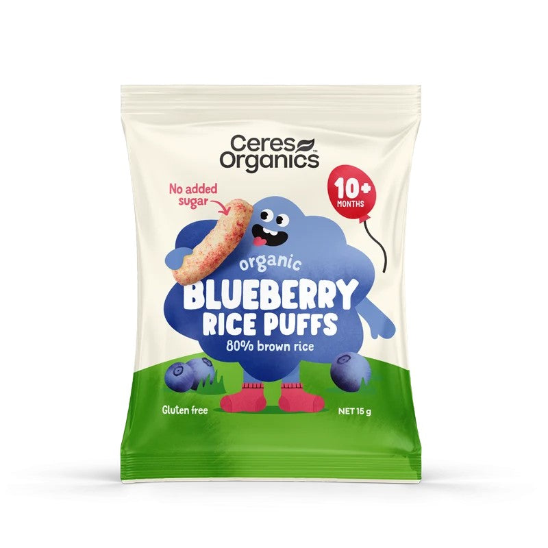 Ceres Organics Baby Rice Puffs Blueberry 15g