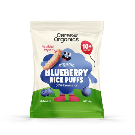 Ceres Organics Baby Rice Puffs Blueberry 15g