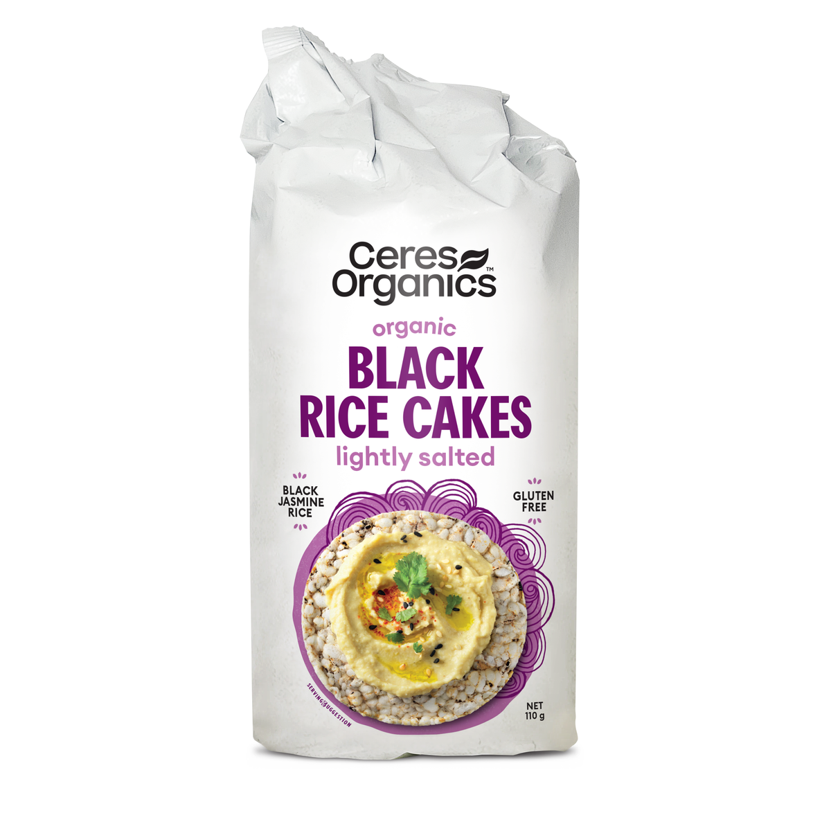 Ceres Organics Black Rice Cakes Lightly Salted 110g