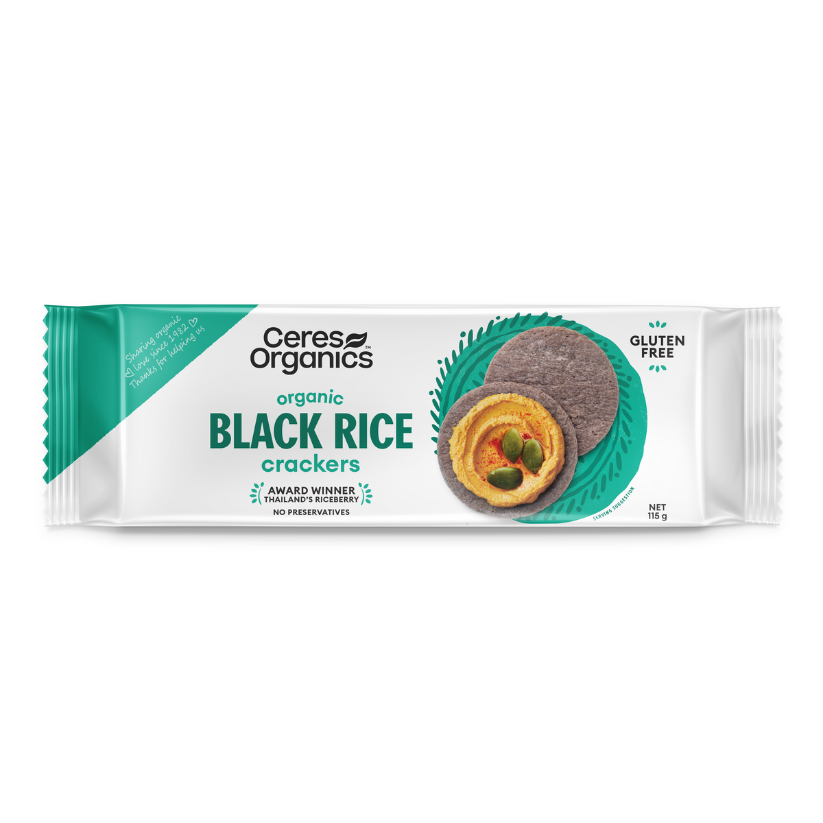 Ceres Organics Black Rice Crackers Original 115g