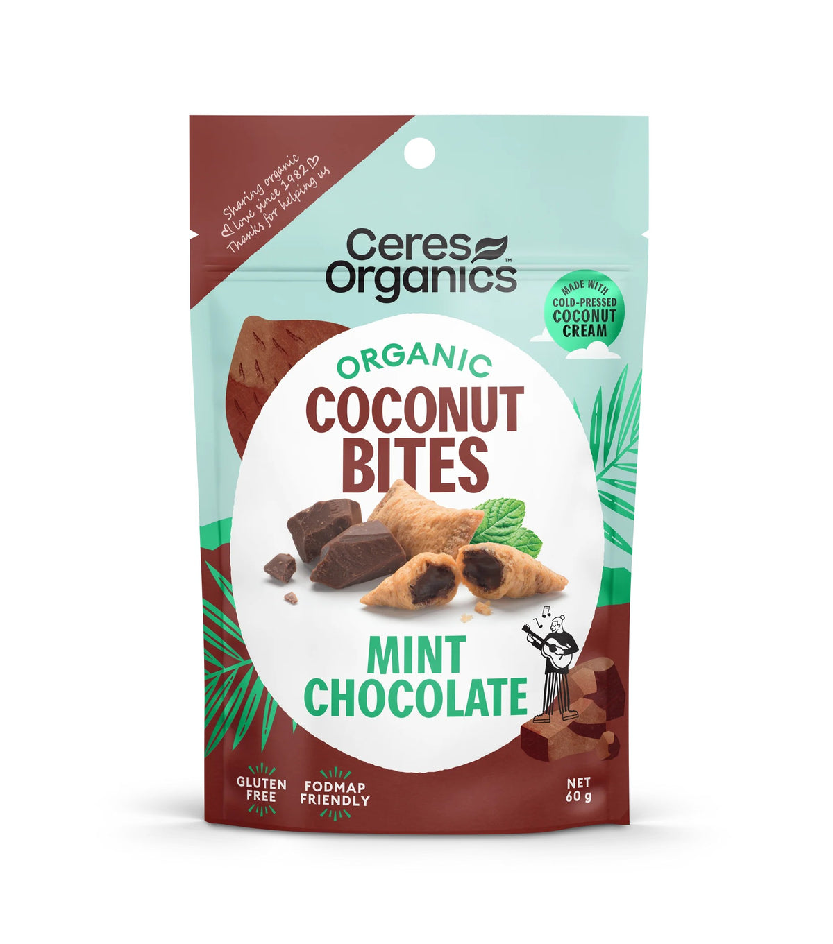 Ceres Organics Coconut Bites, Mint Chocolate - 60g