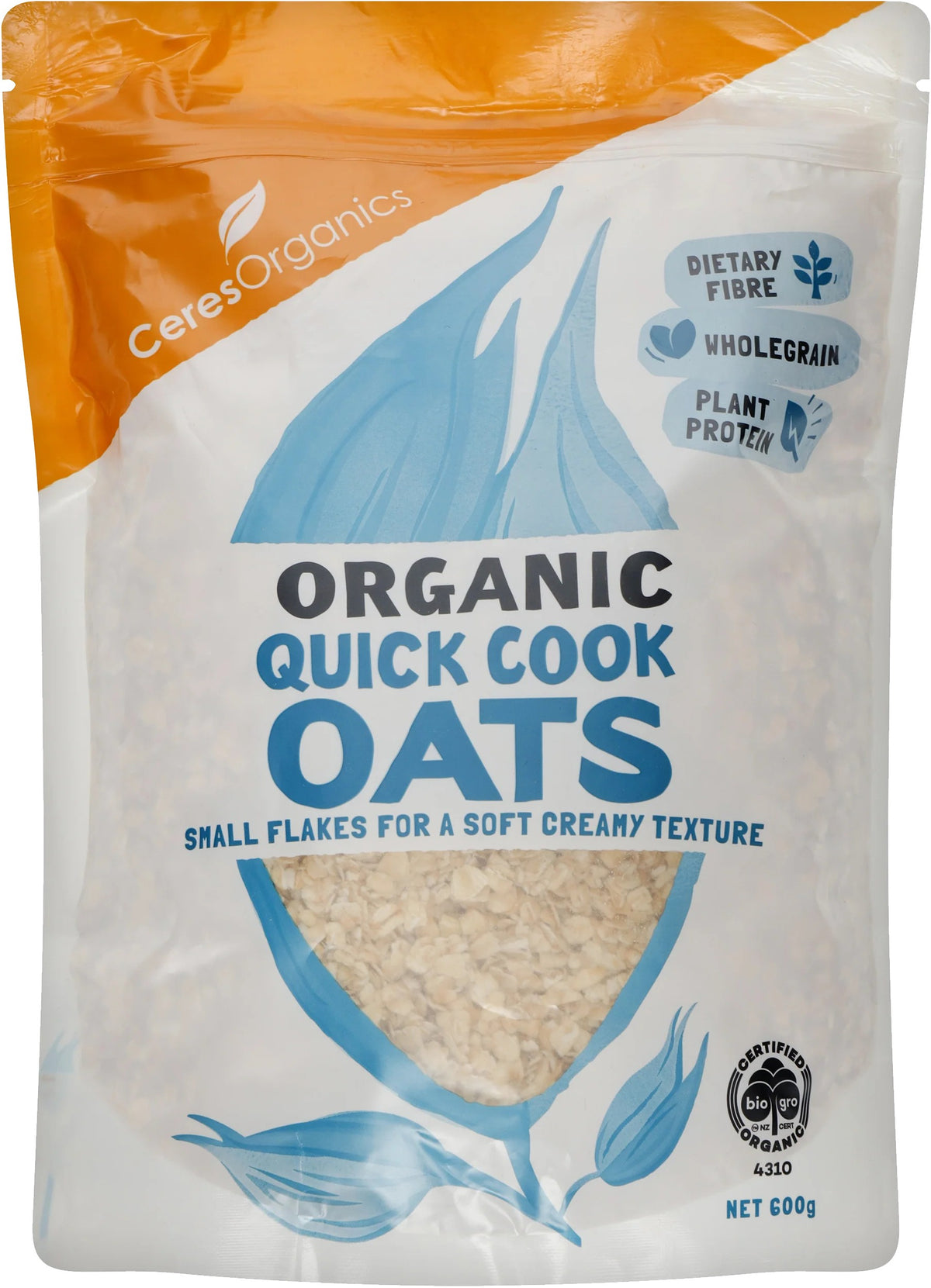 Ceres Organics Oats Rolled Quick Cook (Stand Up Pouch) 600g