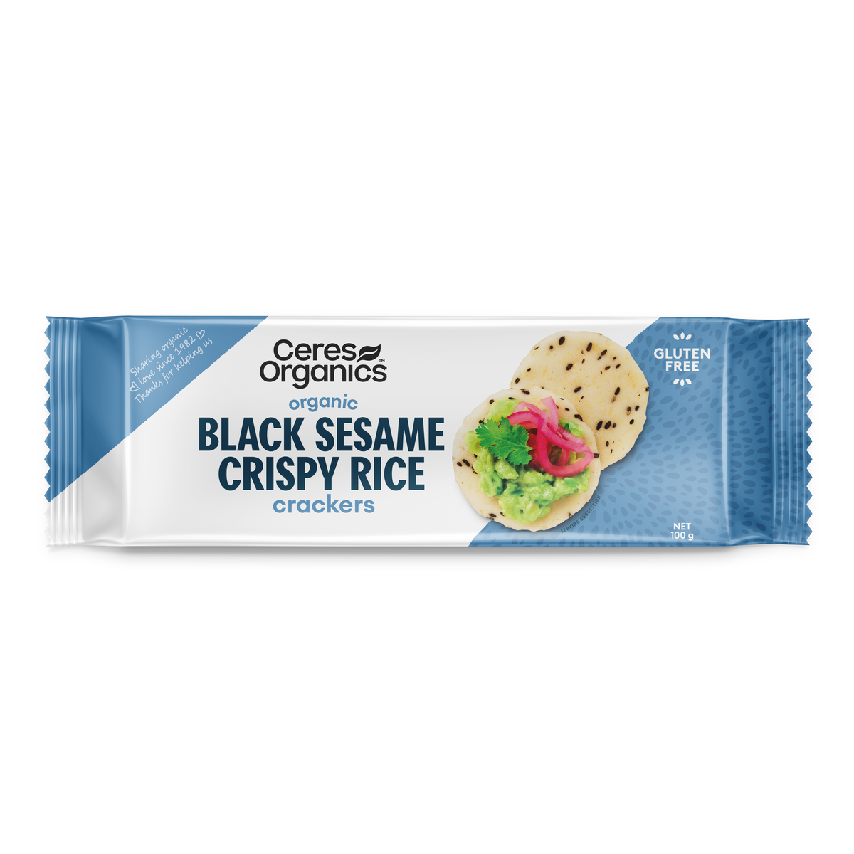 Ceres Organics Rice Crackers Black Sesame 100g