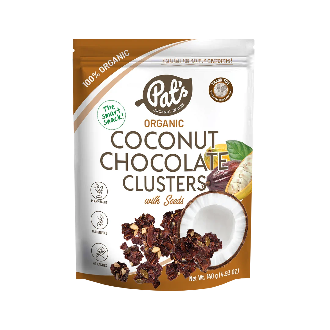 Pat's Organic Coconut Chocolate Clusters with Seeds 140g