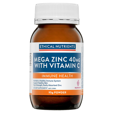 Ethical Nutrients Mega Zinc 40mg with Vitamin C Raspberry 95g