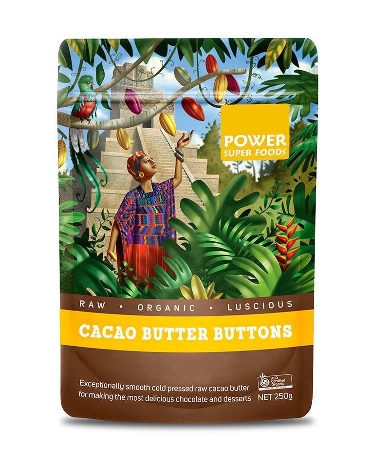 Power Super Foods Cacao Butter Buttons Certified Organic 250g