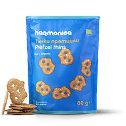 Harmonica Organic Pretzel Thins 80g pack