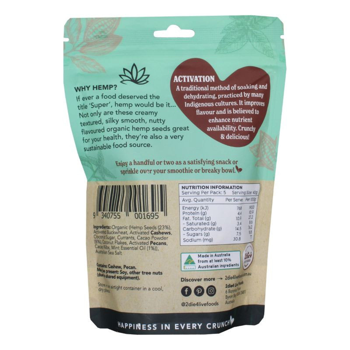 Hemptations Byron Bay Snack Mint Chocolate 200g