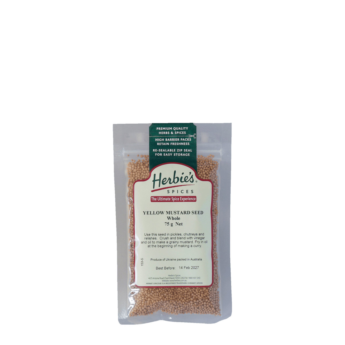 Herbie's Mustard Seed Yellow Whole 75g