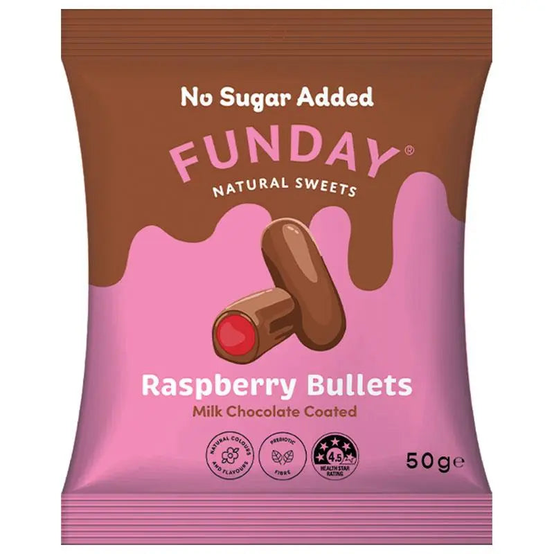 Funday Raspberry Milk Chocolate Bullets 50g