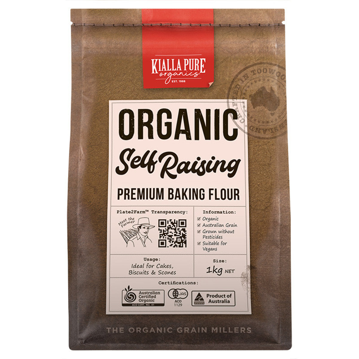 Kialla Organic Unbleached Self Raising Flour 1kg