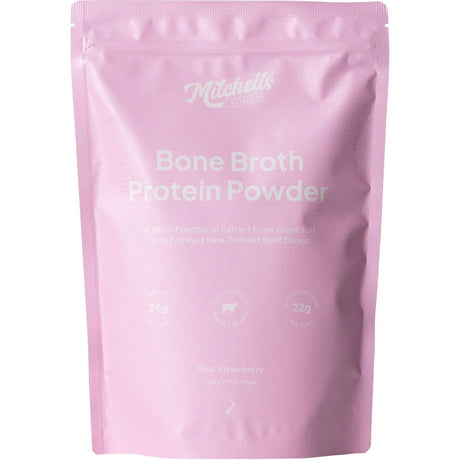 Mitchells Bone Broth Protein Powder Real Strawberry 500g
