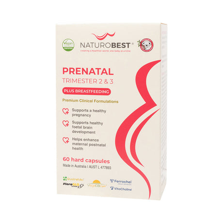 NaturoBest Prenatal Trimester 2 & 3 Plus Breastfeeding 60 Capsules