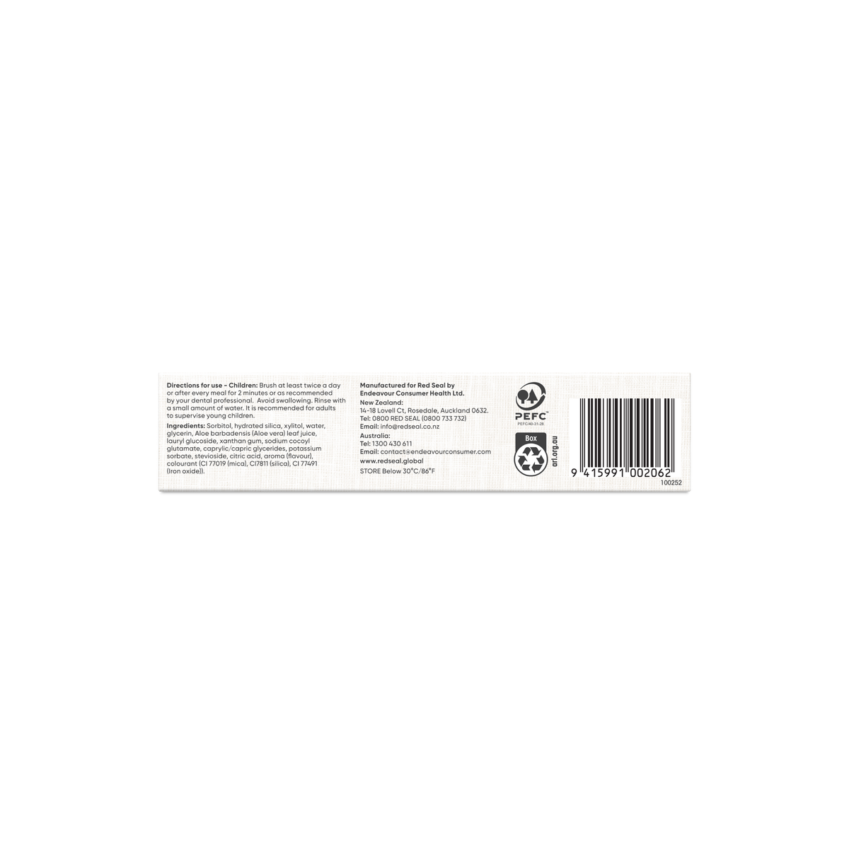 Red Seal Kids Tutti Frutti Toothpaste 70g side of pack