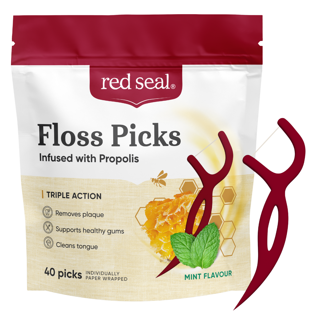 Red Seal Propolis Floss Picks 40 Pack