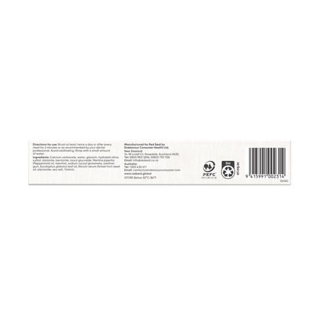 Red Seal Strong Mint Toothpaste 100g back of pack