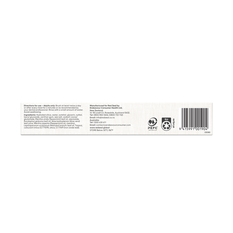 Red Seal Whitening Brilliant Mint Toothpaste 100g back of pack
