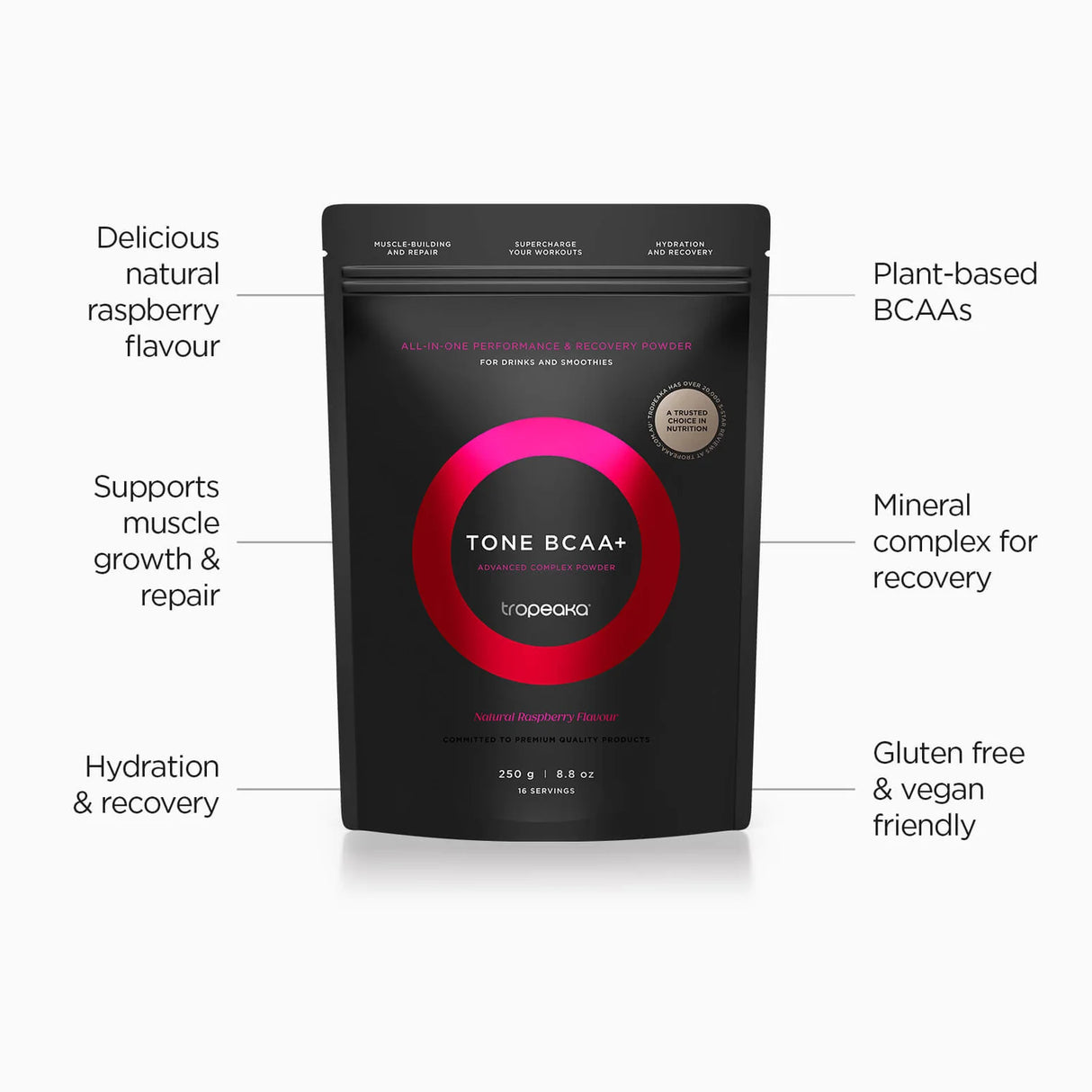Tropeaka Tone BCAA+ Raspberry 250g